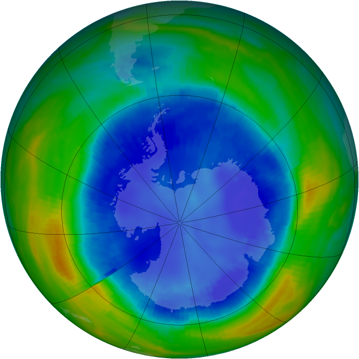 Antarctic ozone map for 25 August 1998
